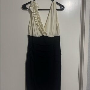 Connected Apparel Navy and White Pearl & Sheath Dress